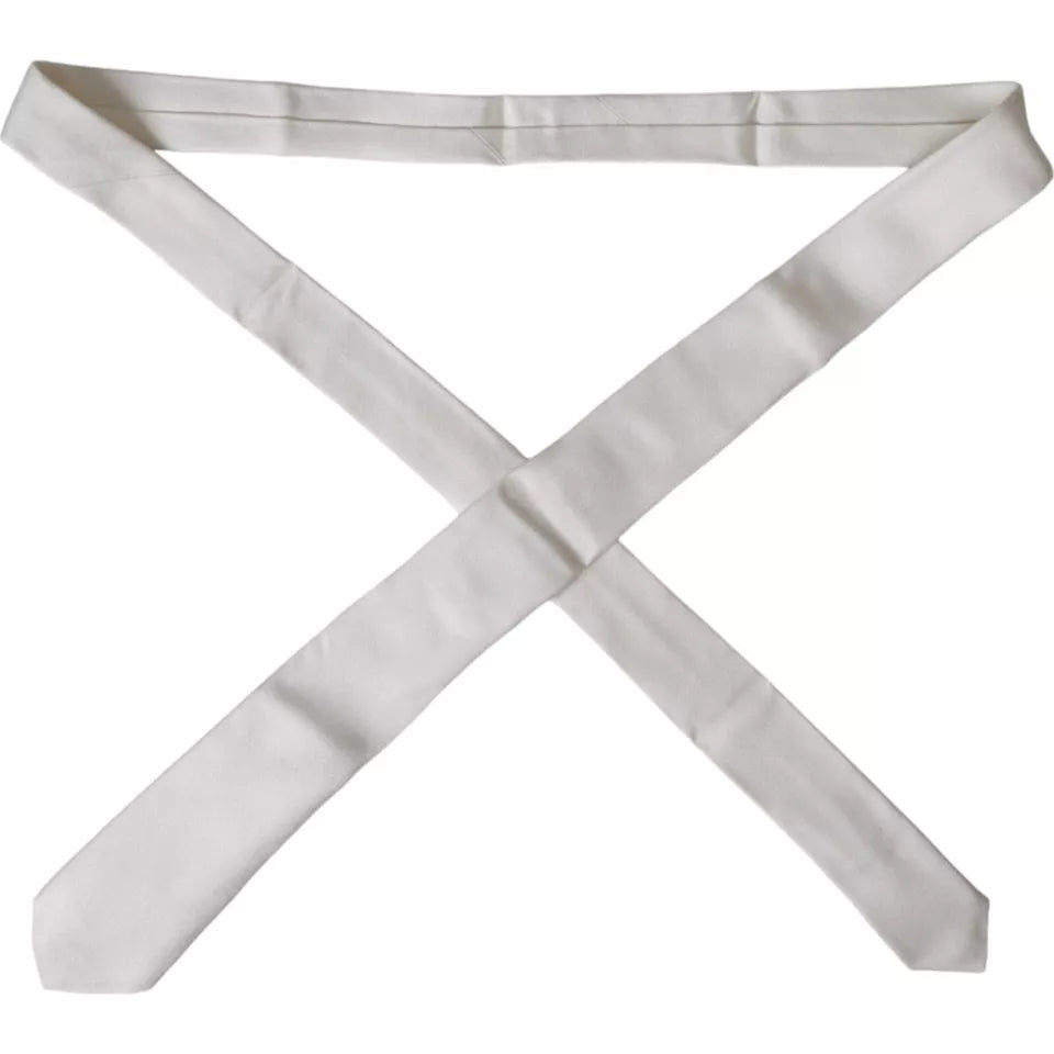 Dolce & Gabbana White Silk Classic Adjustable Tie