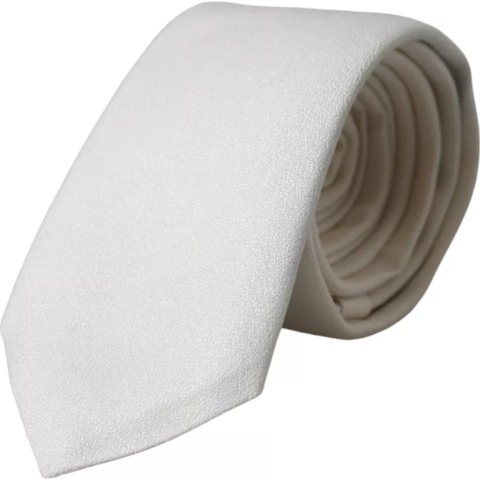 Dolce & Gabbana White Silk Classic Adjustable Tie