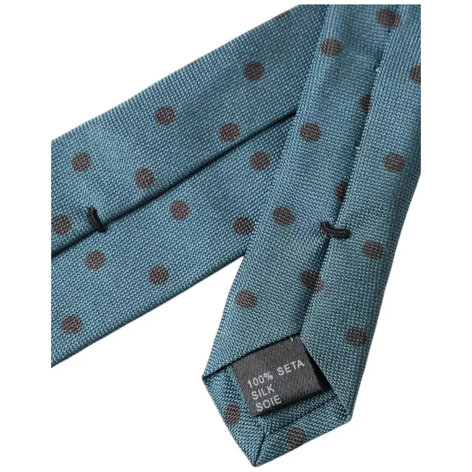 Dolce & Gabbana Green Black Polka Dot Silk Adjustable Tie