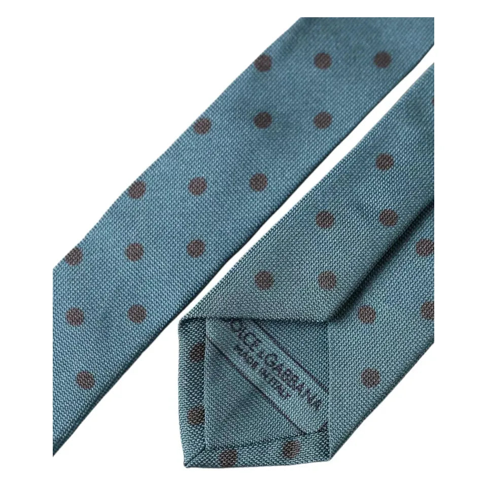 Dolce & Gabbana Green Black Polka Dot Silk Adjustable Tie