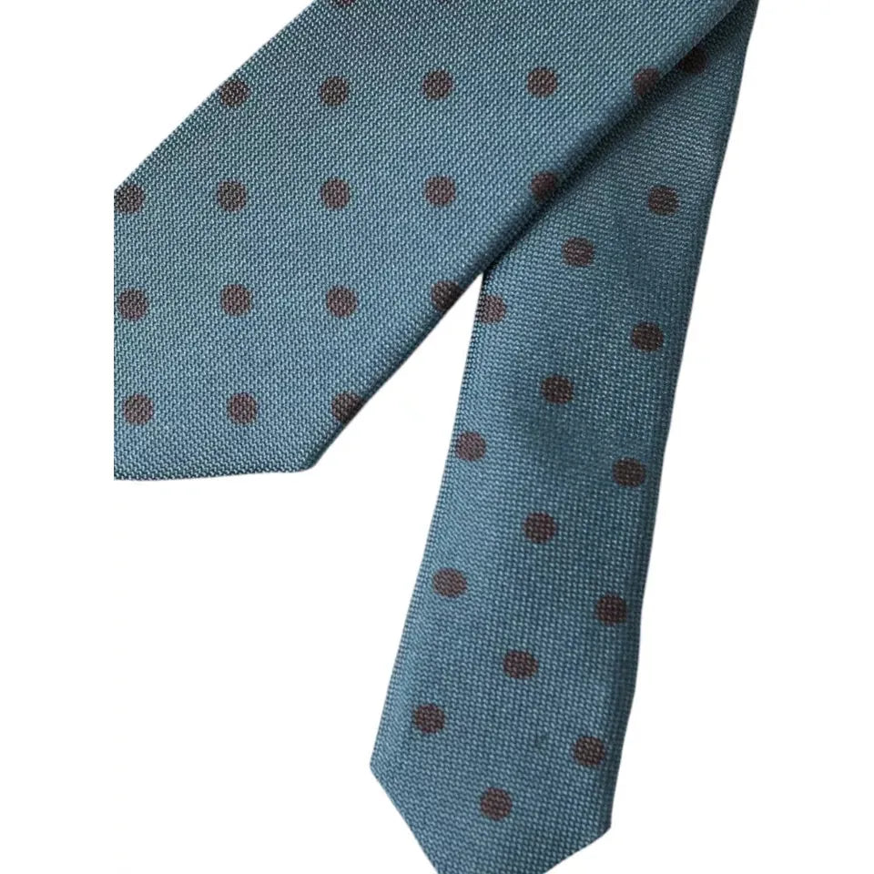 Dolce & Gabbana Green Black Polka Dot Silk Adjustable Tie