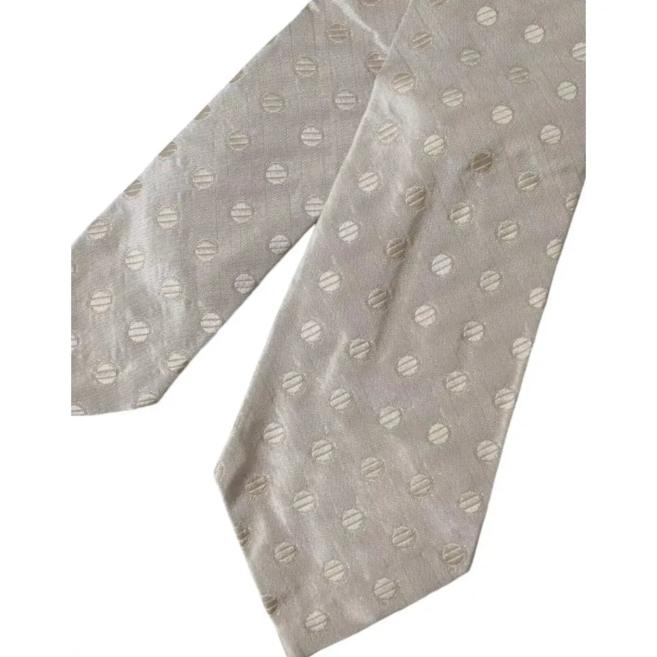 Dolce & Gabbana Beige Dotted Silk Classic Adjustable Tie