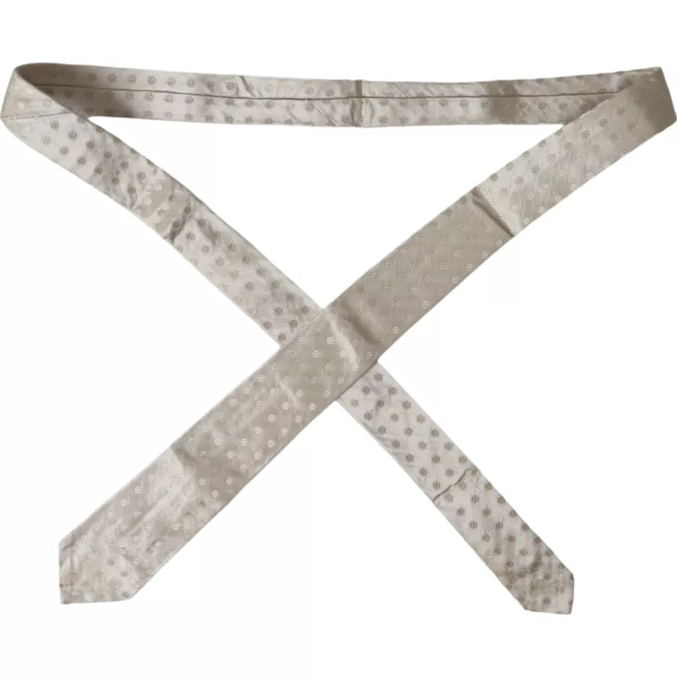 Dolce & Gabbana Beige Dotted Silk Classic Adjustable Tie