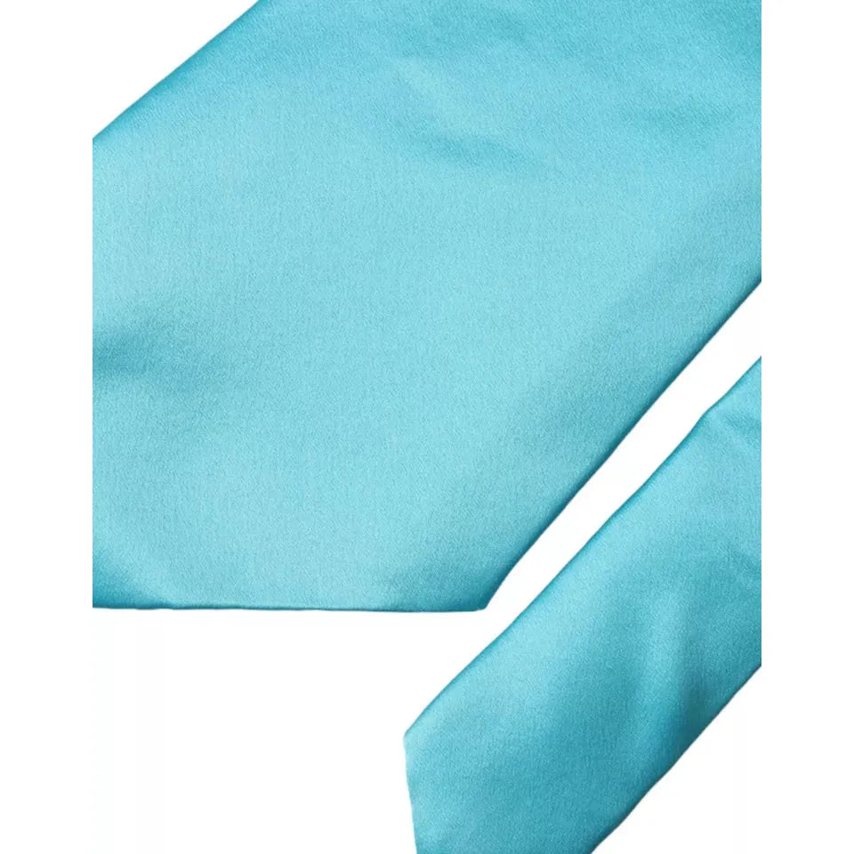 Dolce & Gabbana Light Blue Satin Silk Wide Adjustable Tie
