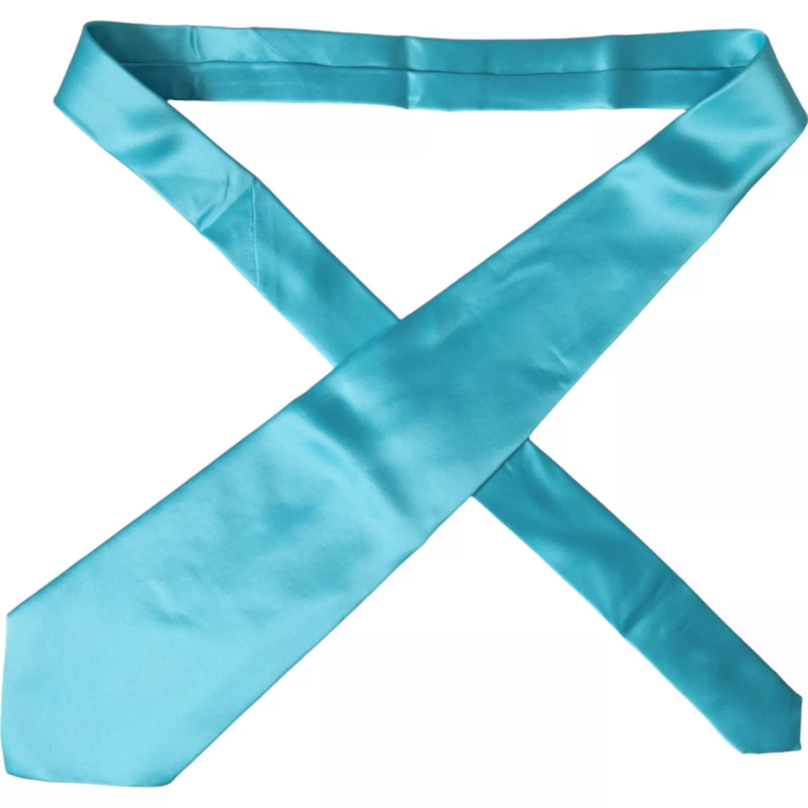 Dolce & Gabbana Light Blue Satin Silk Wide Adjustable Tie