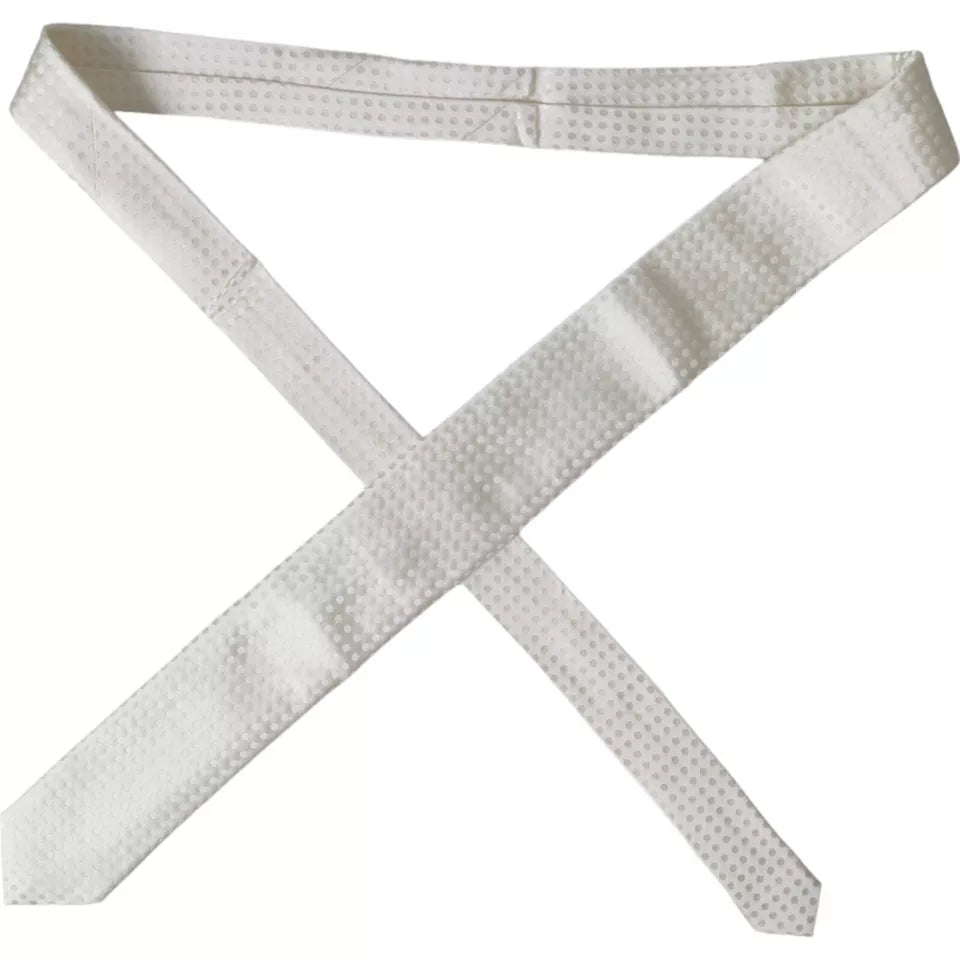 Dolce & Gabbana White Dotted Silk Classic Adjustable Tie