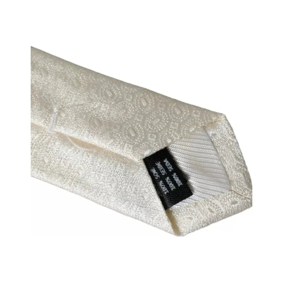 Dolce & Gabbana Off White Patterned Silk Adjustable Tie