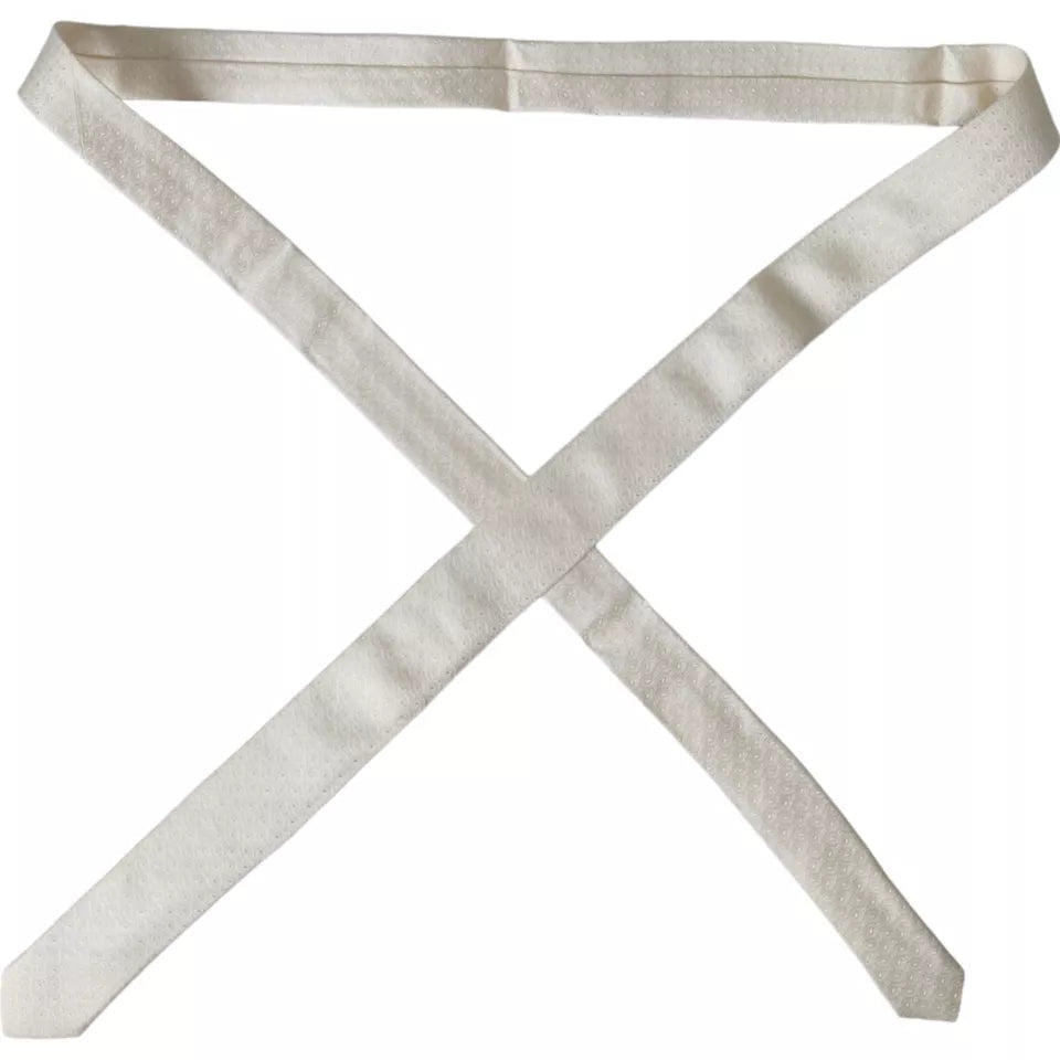 Dolce & Gabbana Off White Patterned Silk Adjustable Tie