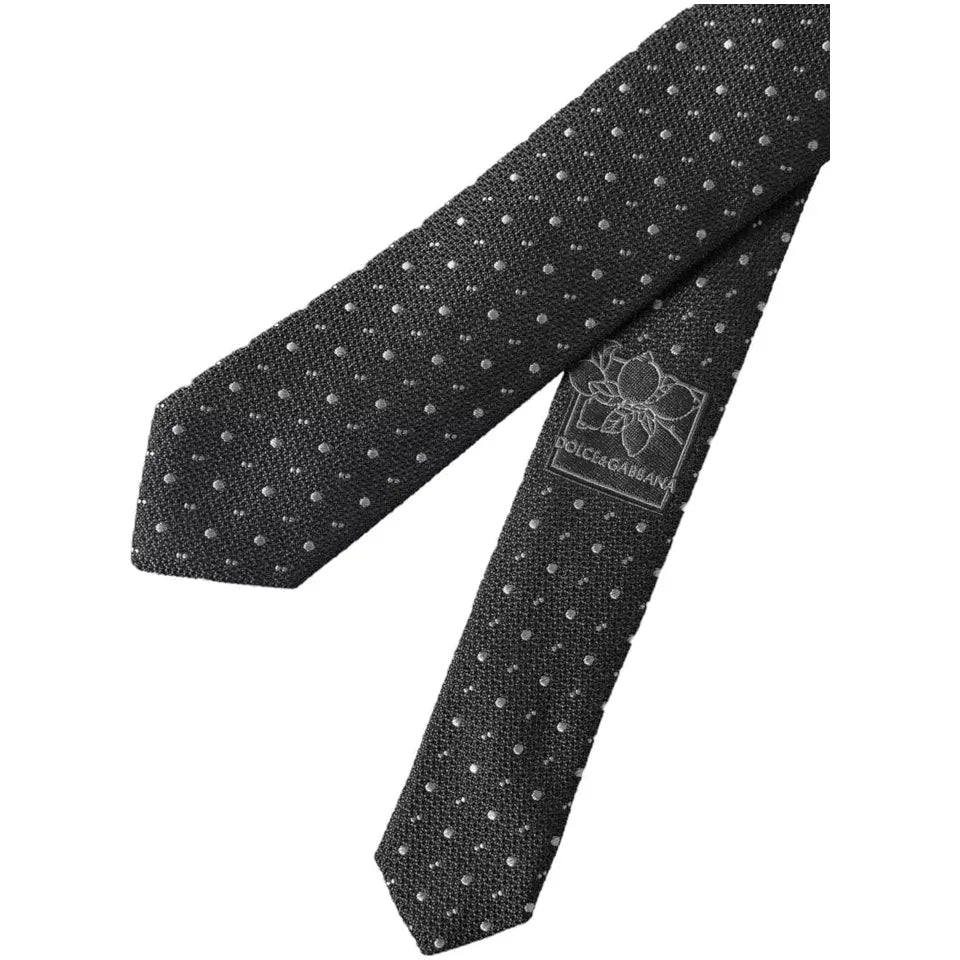 Dolce & Gabbana Black Polka Dot Silk Adjustable Tie