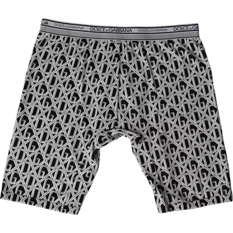 Dolce & Gabbana Black White Cotton Stretch Cycling Underwear