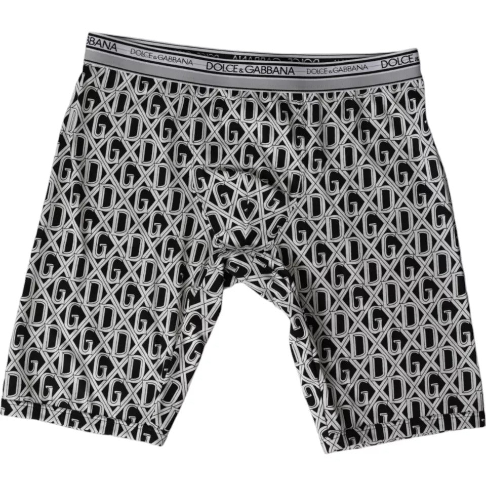 Dolce & Gabbana Black White Cotton Stretch Cycling Underwear