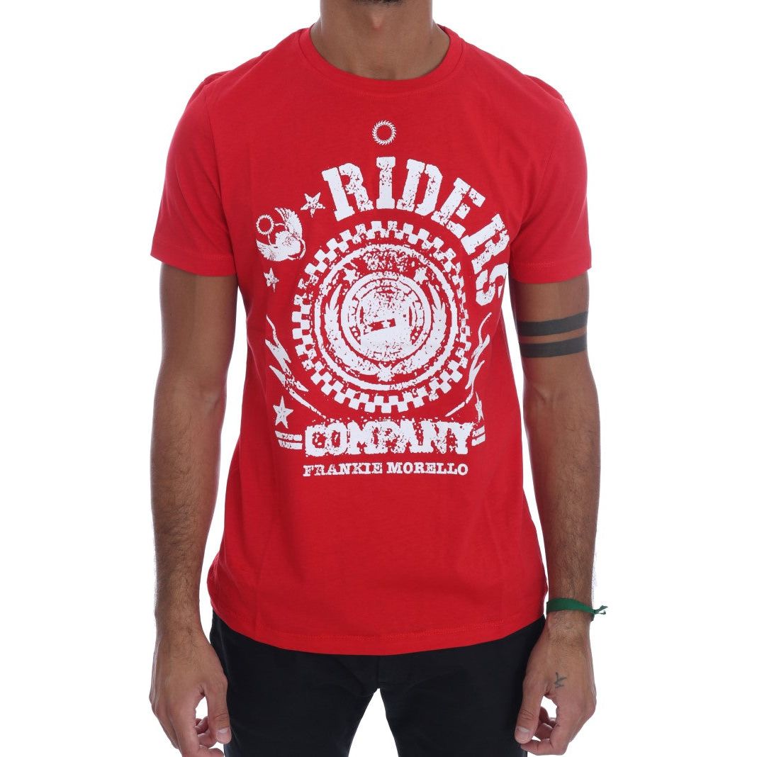 Frankie Morello Chic Red Cotton Crewneck Tee