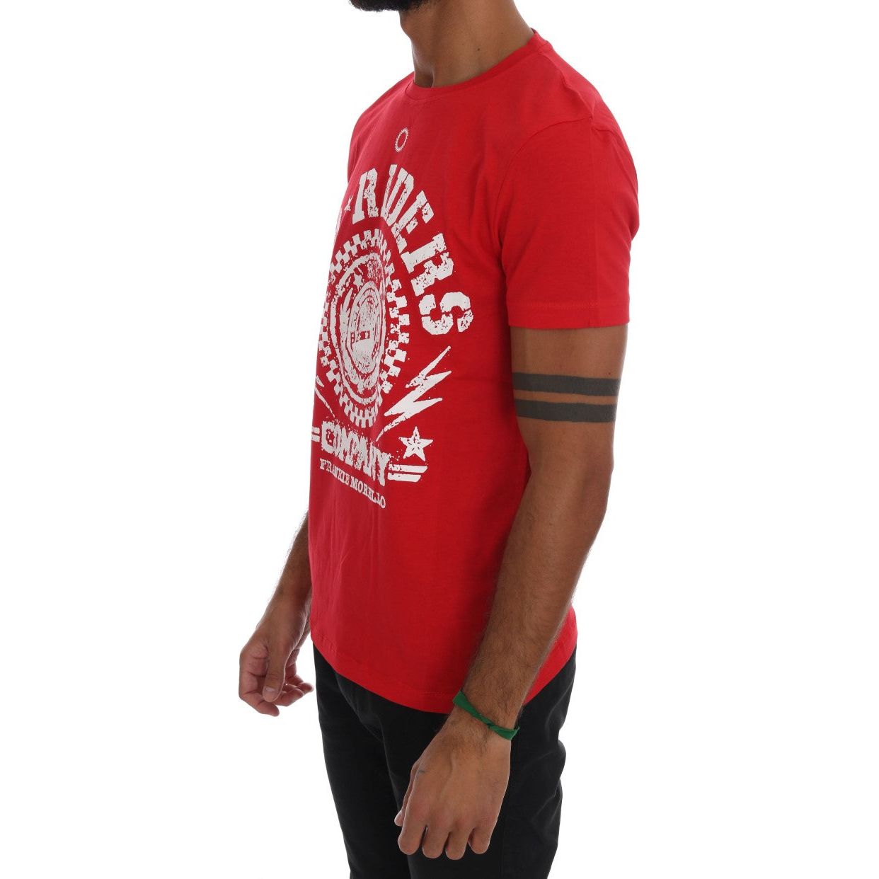 Frankie Morello Chic Red Cotton Crewneck Tee