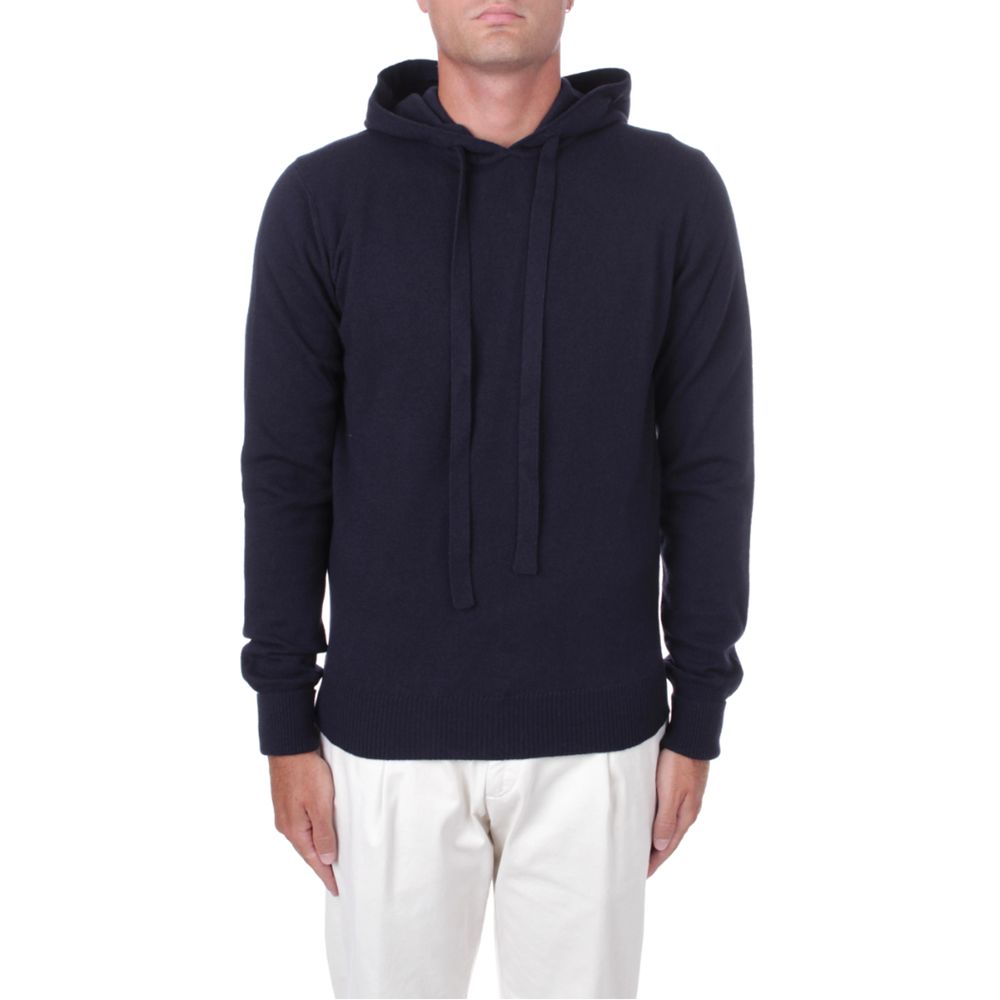 Alpha Studio Blue Wool Hoodie - Timeless Luxury Redefined