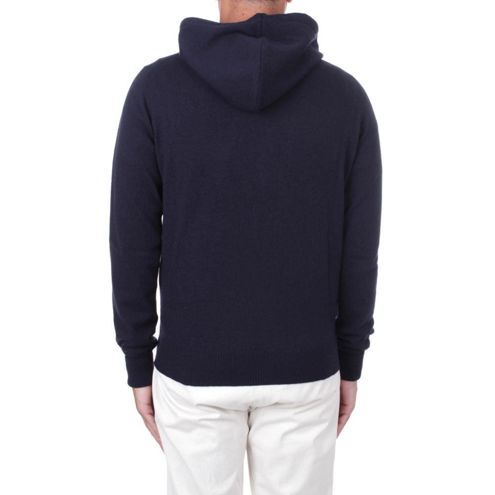 Alpha Studio Blue Wool Hoodie - Timeless Luxury Redefined