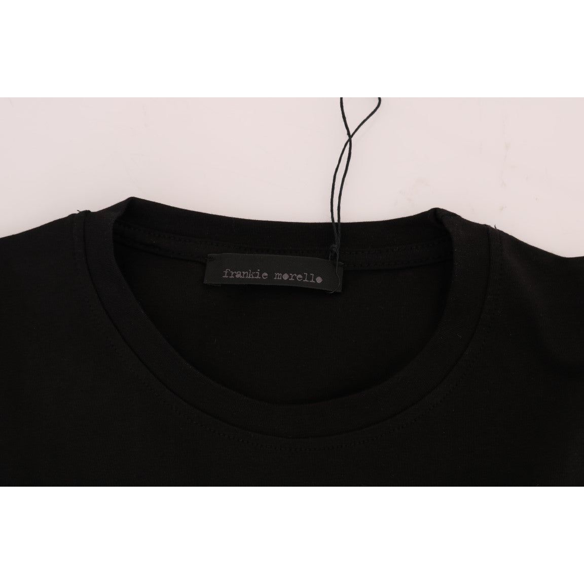 Frankie Morello Black Cotton Crewneck Tee with 'RIDERS' Motif