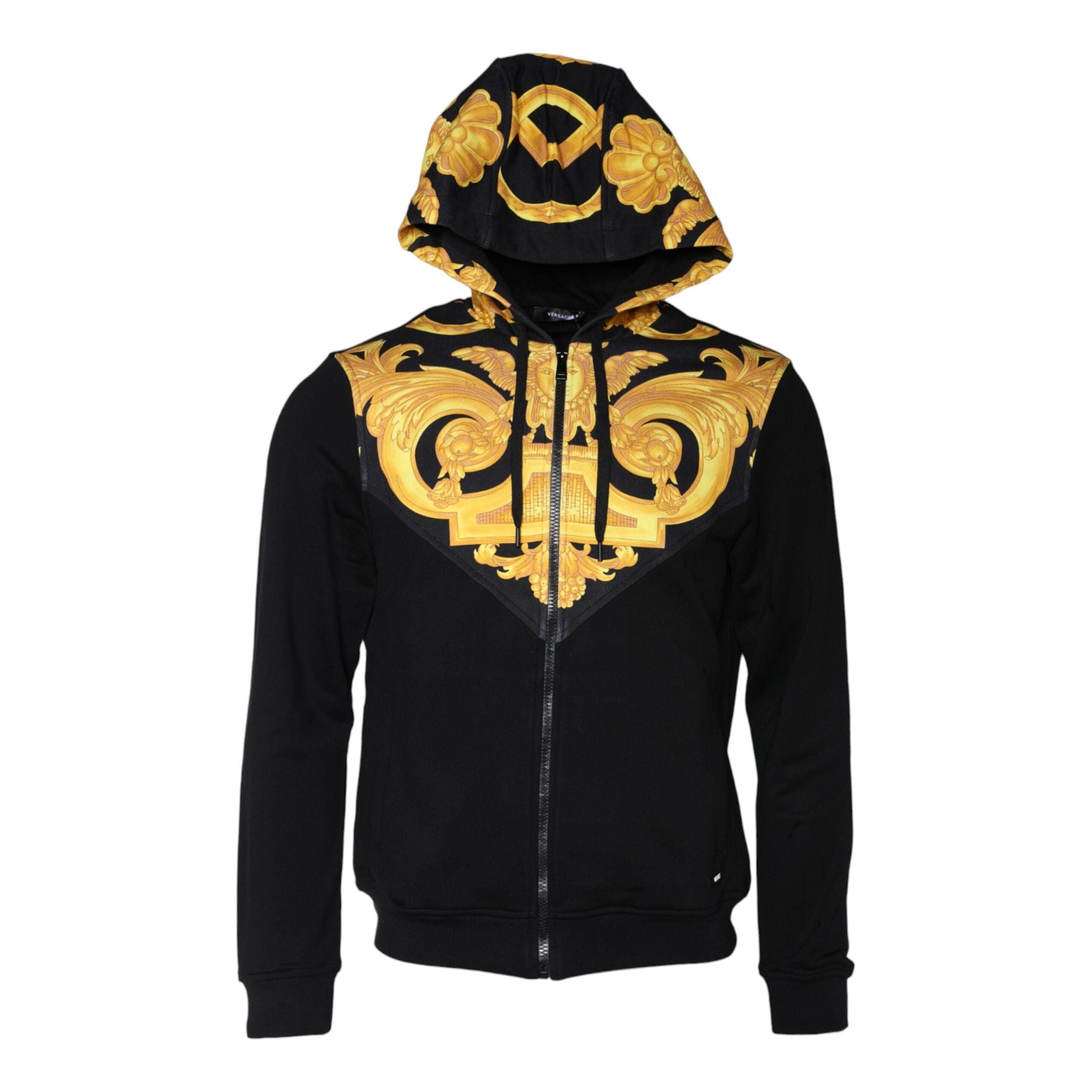 Versace Black Cotton Full Zip Hoodie Sweater