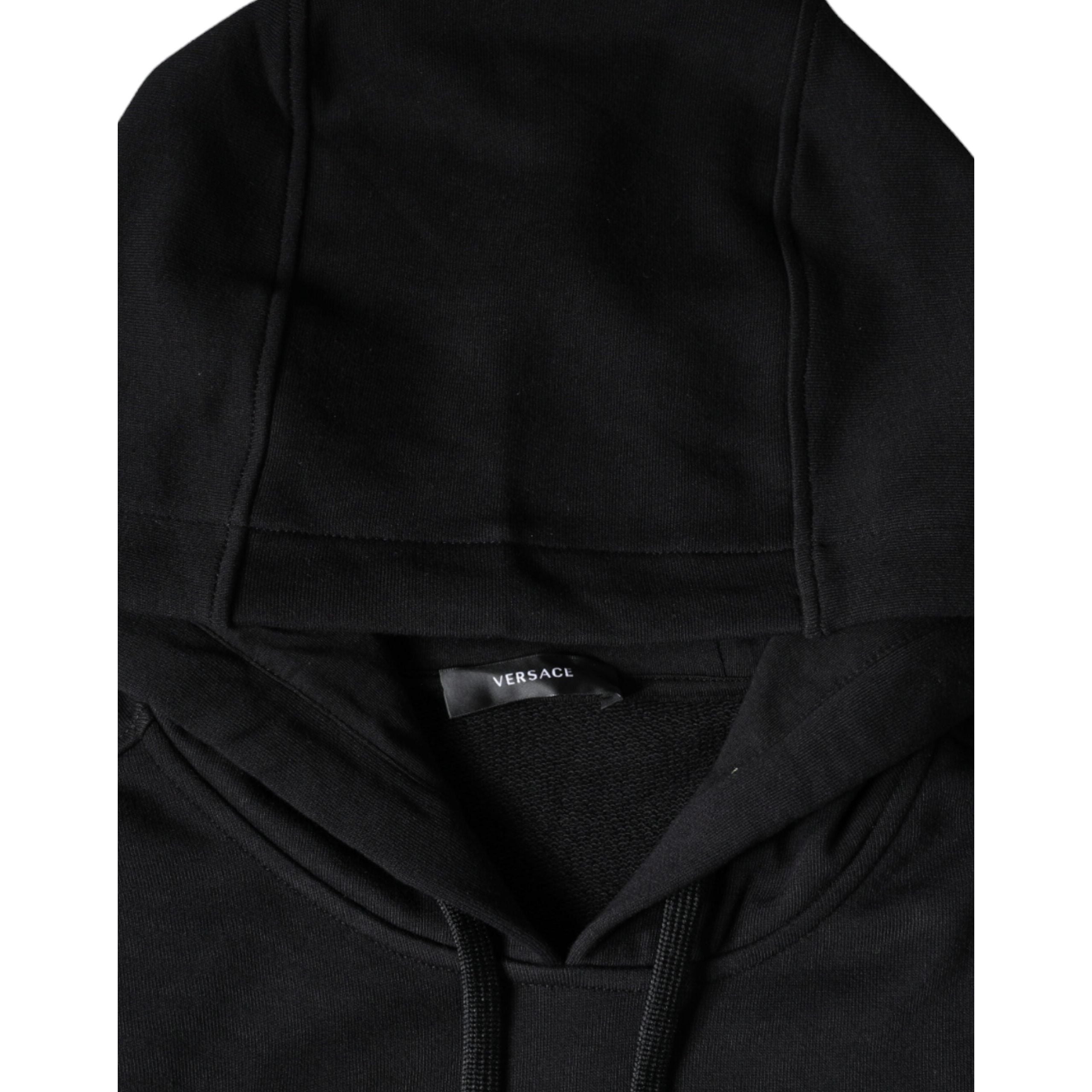 Versace Black Cotton Hoodie Pullover Sweatshirt
