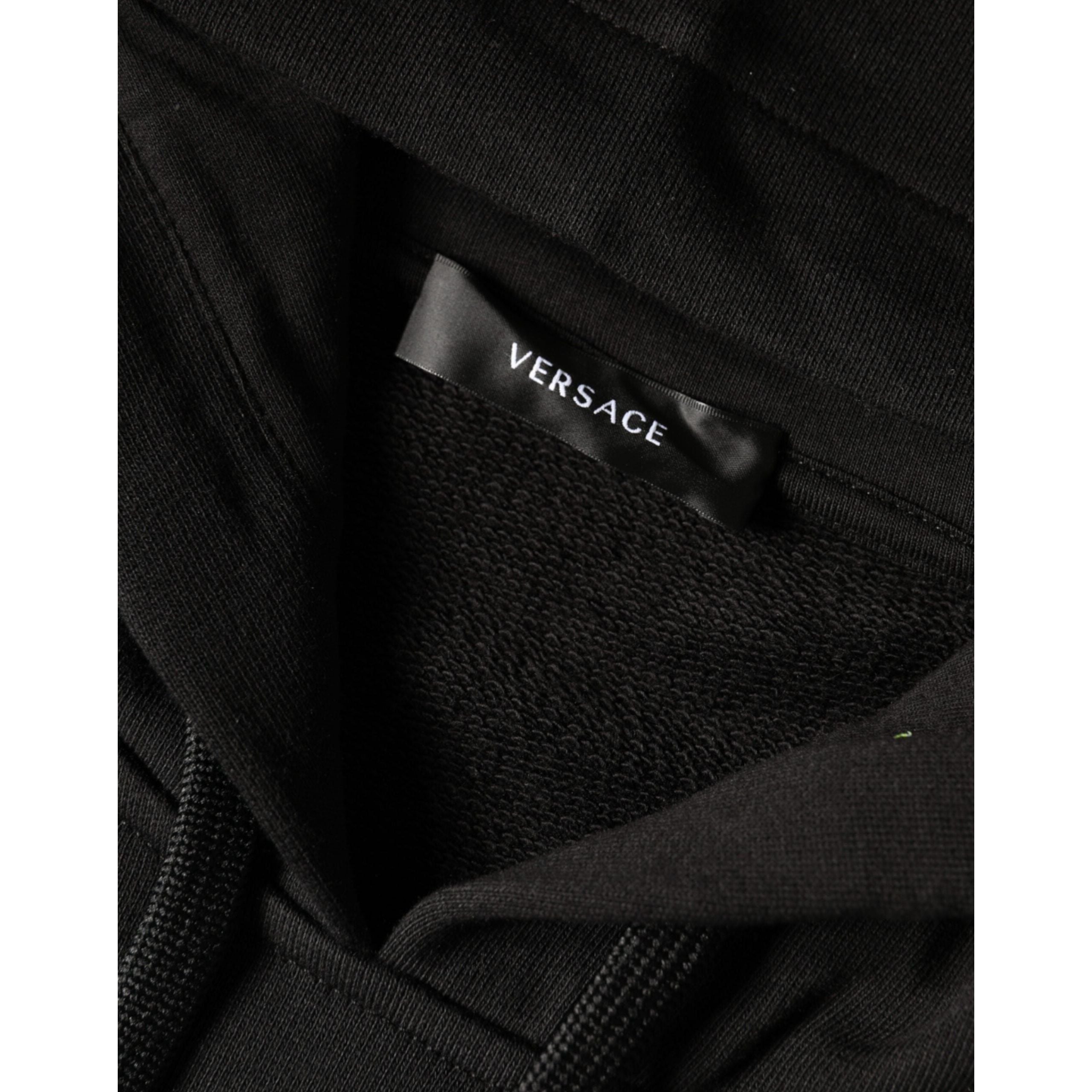 Versace Black Cotton Hoodie Pullover Sweatshirt