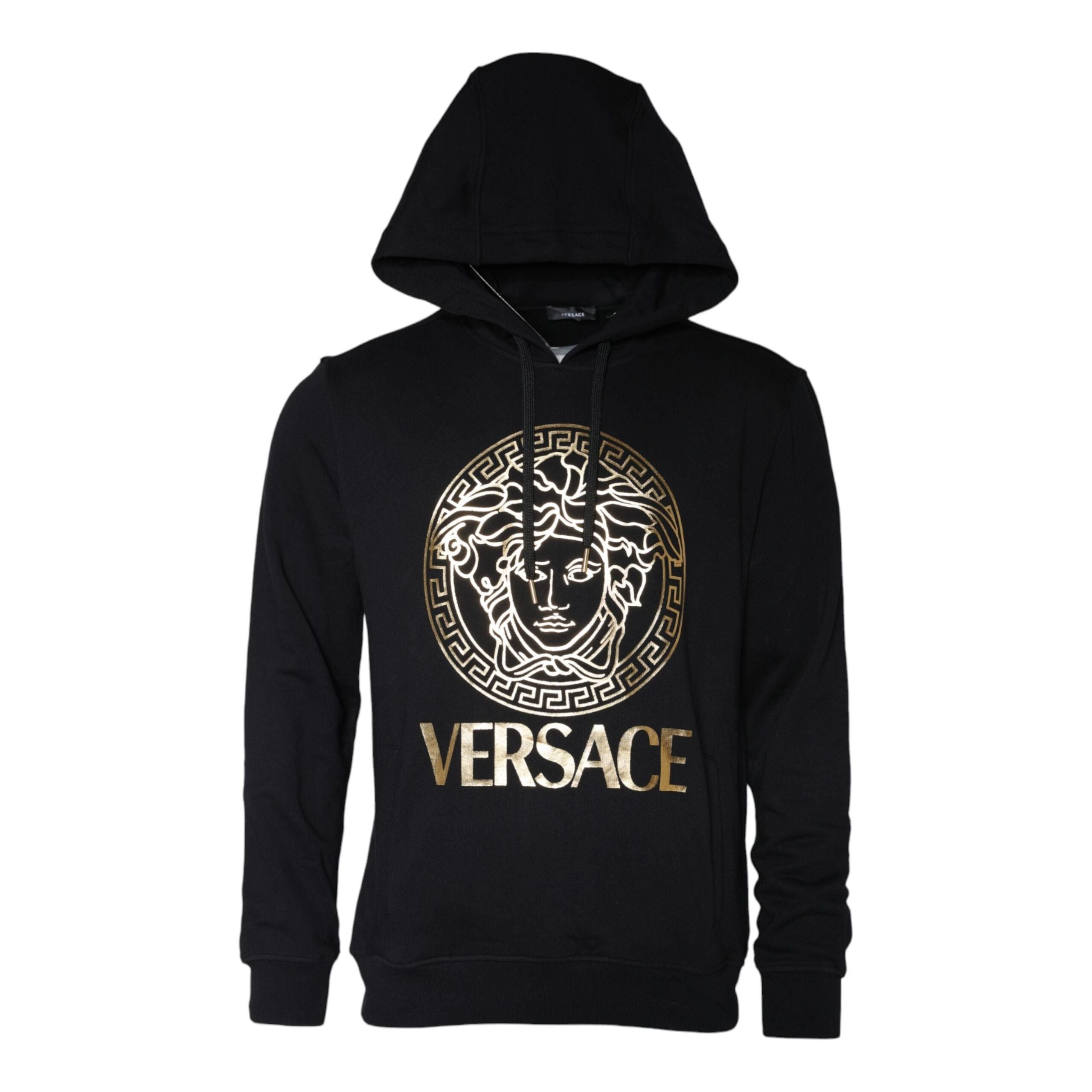 Versace Black Cotton Hoodie Pullover Sweatshirt