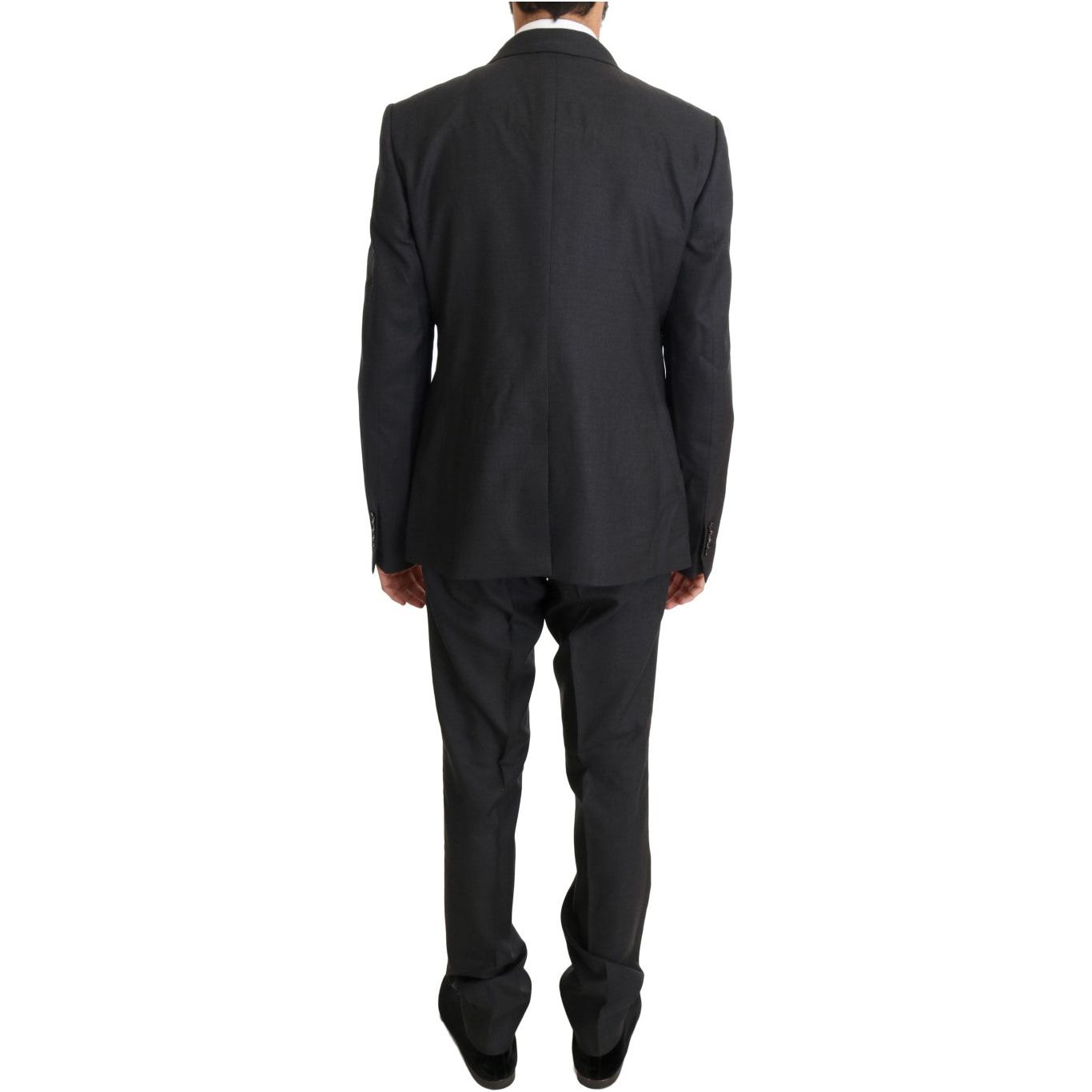 Dolce & Gabbana Gray Wool Silk Double Breasted Suit