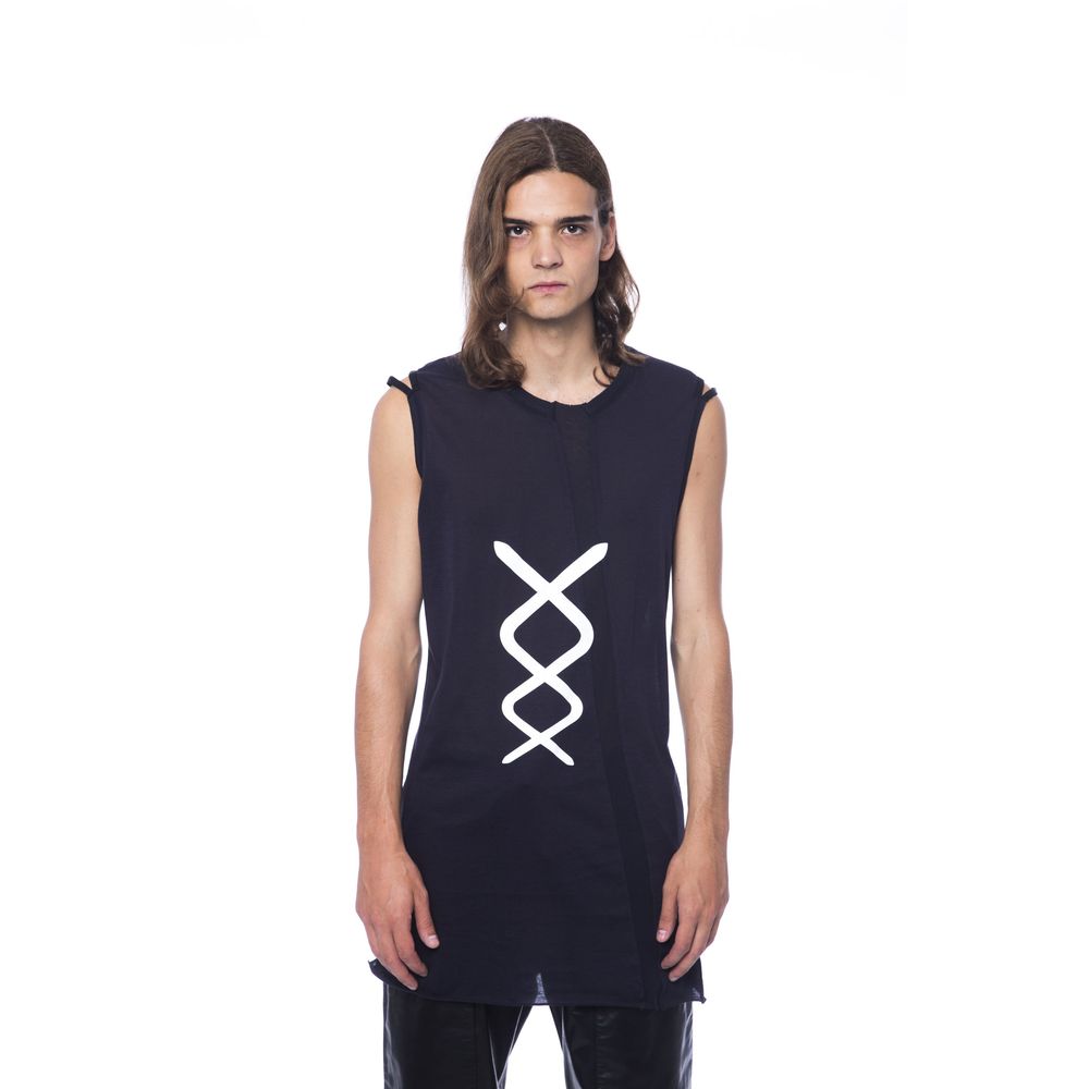 Nicolo Tonetto Black Cotton Tank Top for Effortless Elegance