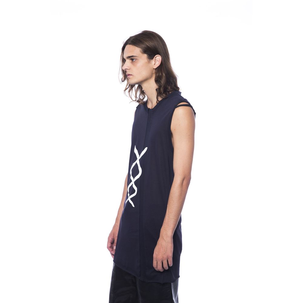 Nicolo Tonetto Black Cotton Tank Top for Effortless Elegance