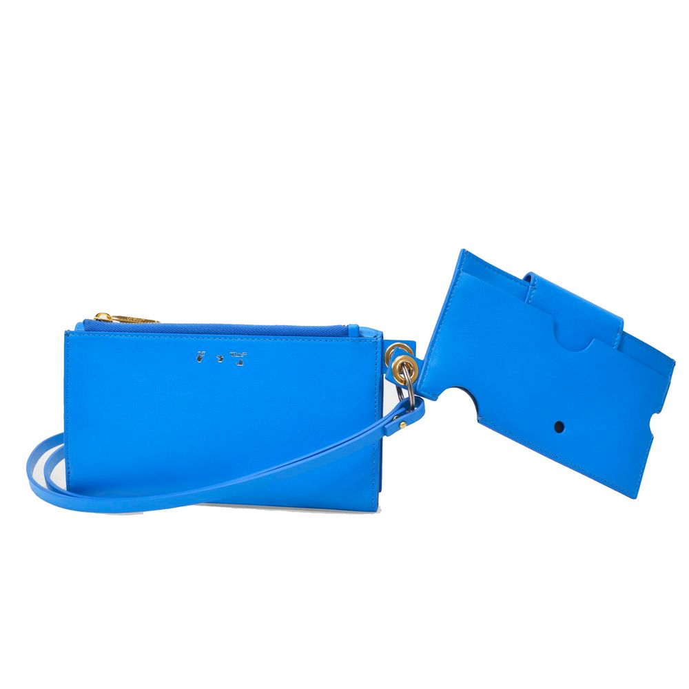 Off-White Blue Leather Shoulder Bag for Effortless Elegance