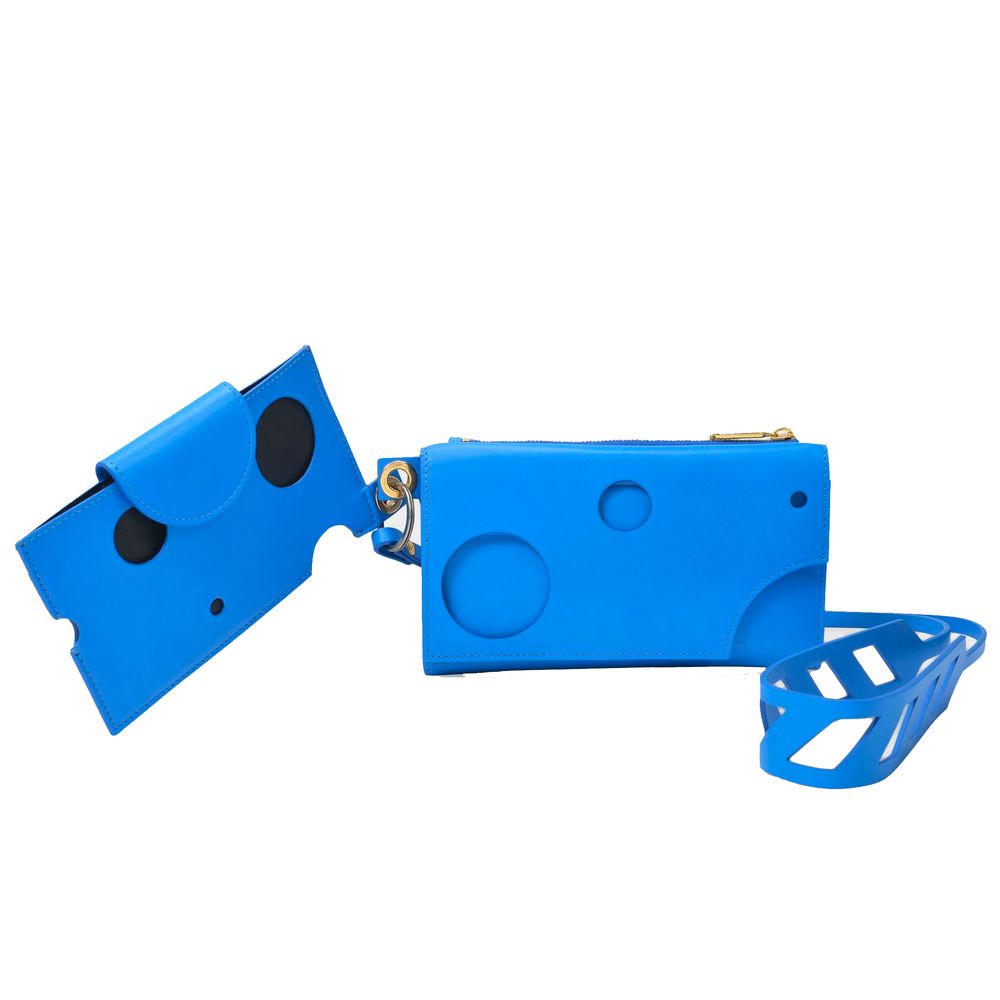 Off-White Blue Leather Shoulder Bag for Effortless Elegance