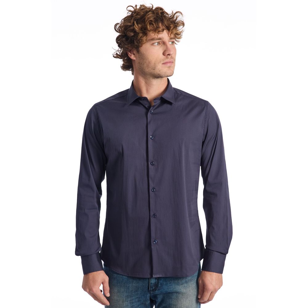 Baldinini Trend Blue Cotton Shirt for Elevated Style