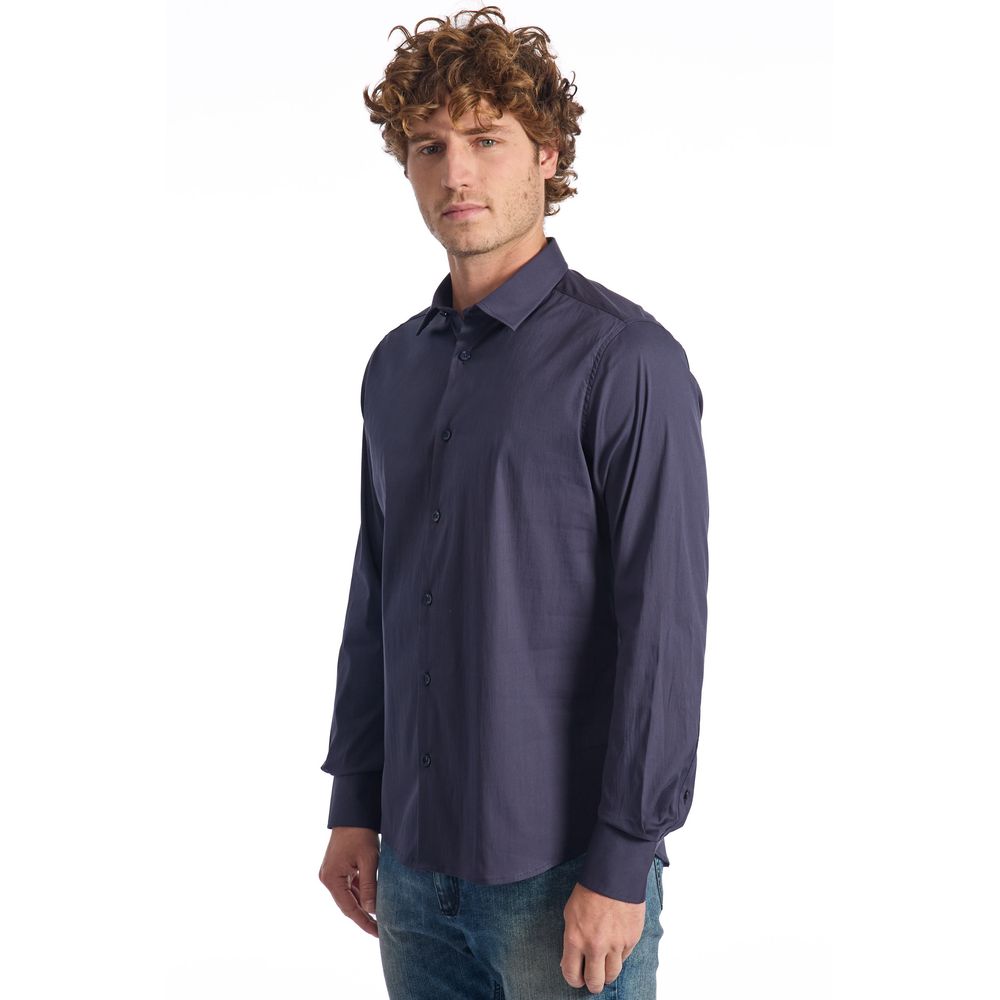 Baldinini Trend Blue Cotton Shirt for Elevated Style