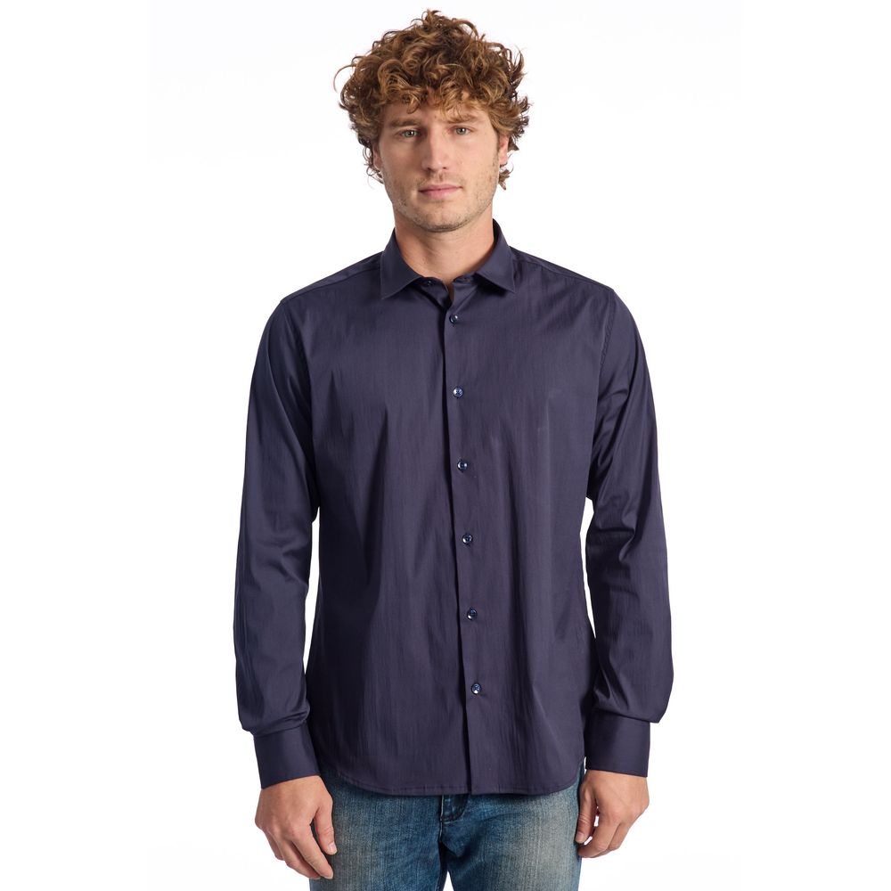 Baldinini Blue Cotton Shirt for Elevated Style