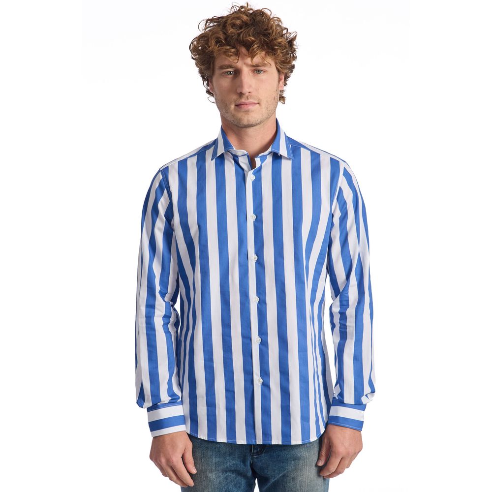 Baldinini Trend Blue Cotton Shirt for Elevated Style