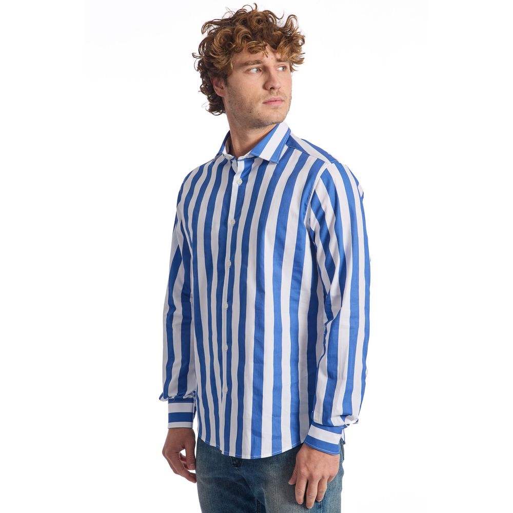 Baldinini Trend Blue Cotton Shirt for Elevated Style