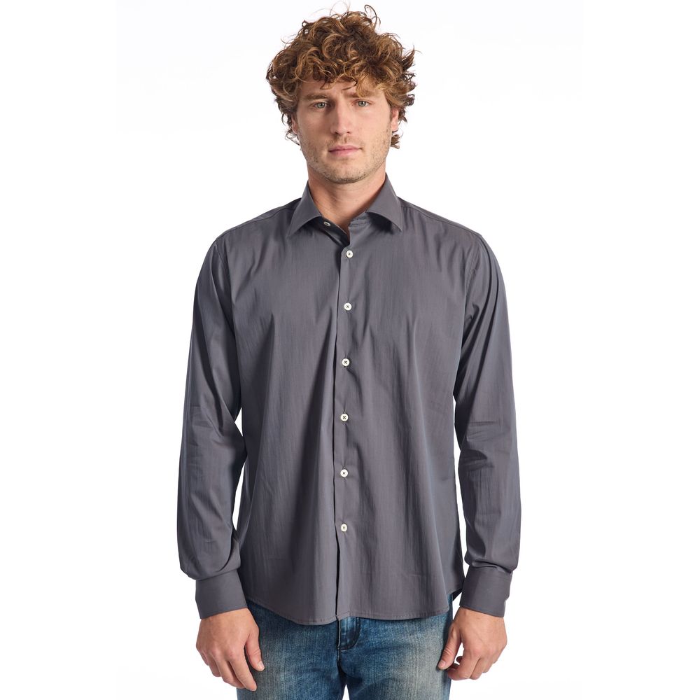 Baldinini Trend Gray Cotton Shirt for Elevated Style