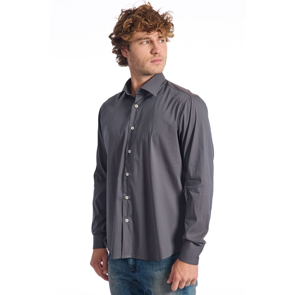 Baldinini Trend Gray Cotton Shirt for Elevated Style
