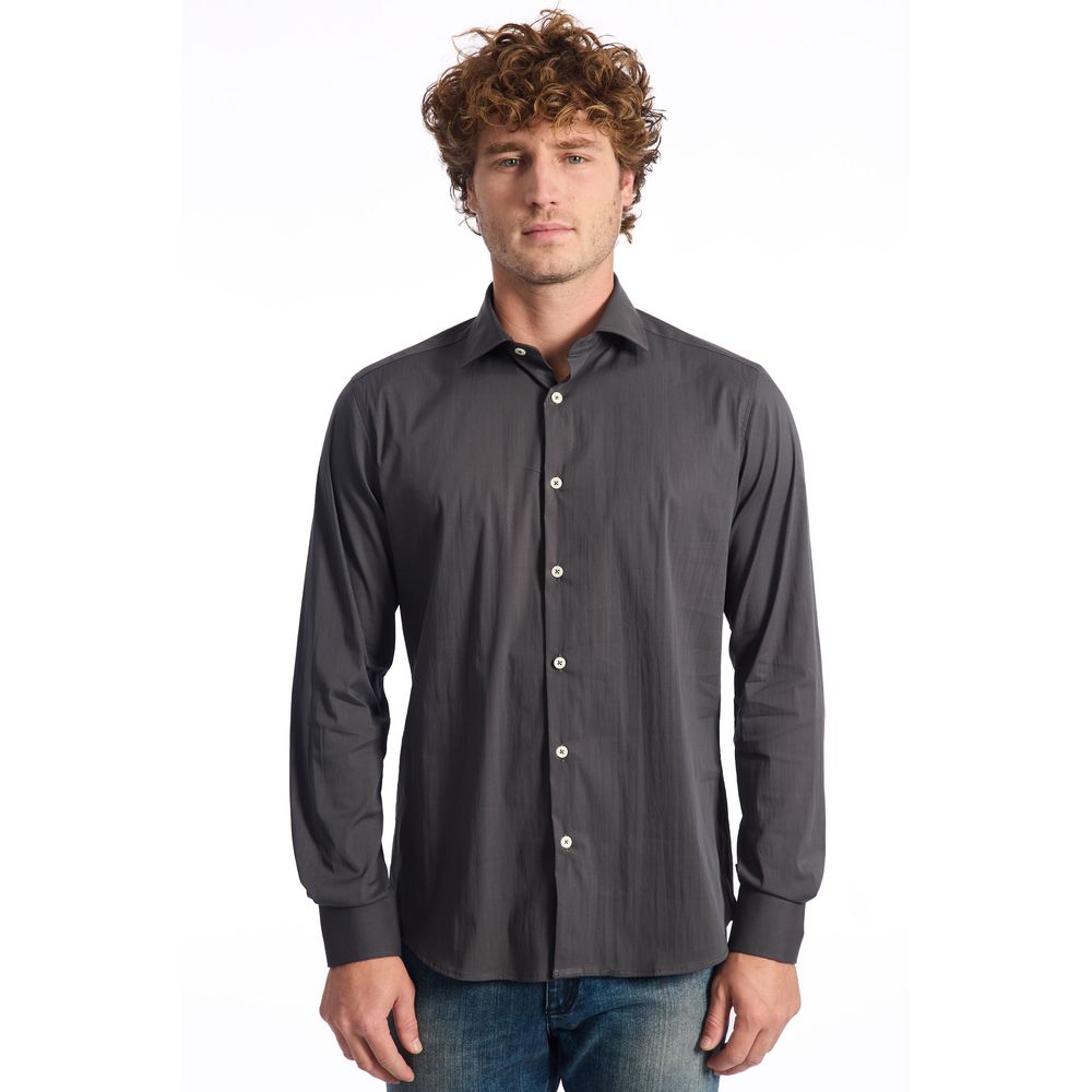 Baldinini Gray Cotton Shirt for Timeless Elegance