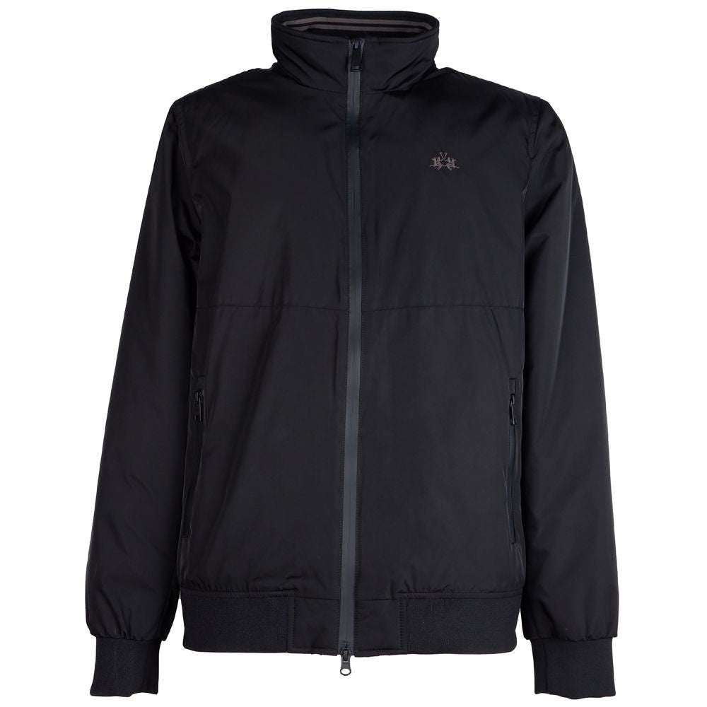 La Martina Black Technical Fabric Jacket for Timeless Elegance