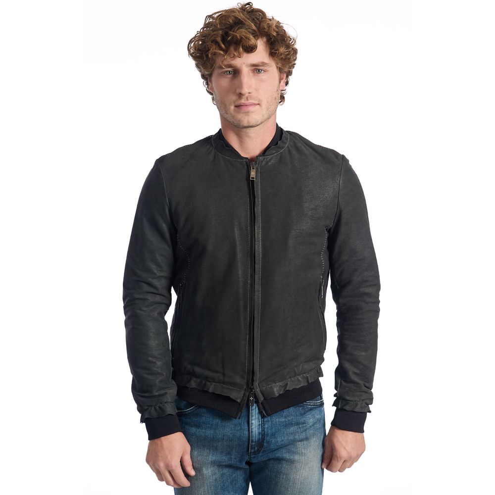Roberto Pepe Gray Lambskin Jacket for Distinct Style