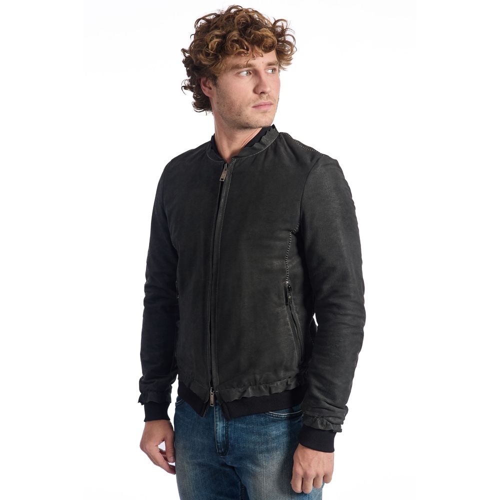 Roberto Pepe Gray Lambskin Jacket for Distinct Style