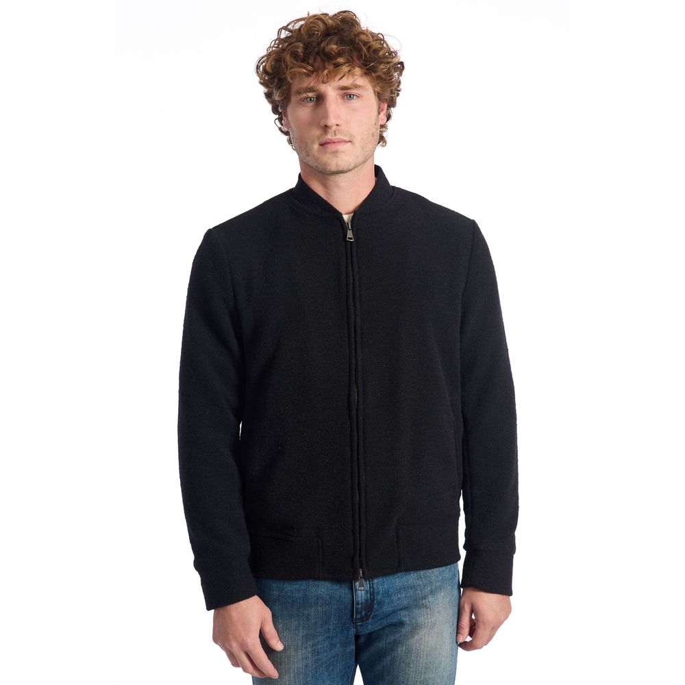 Roberto Pepe Black Wool Jacket for Timeless Elegance