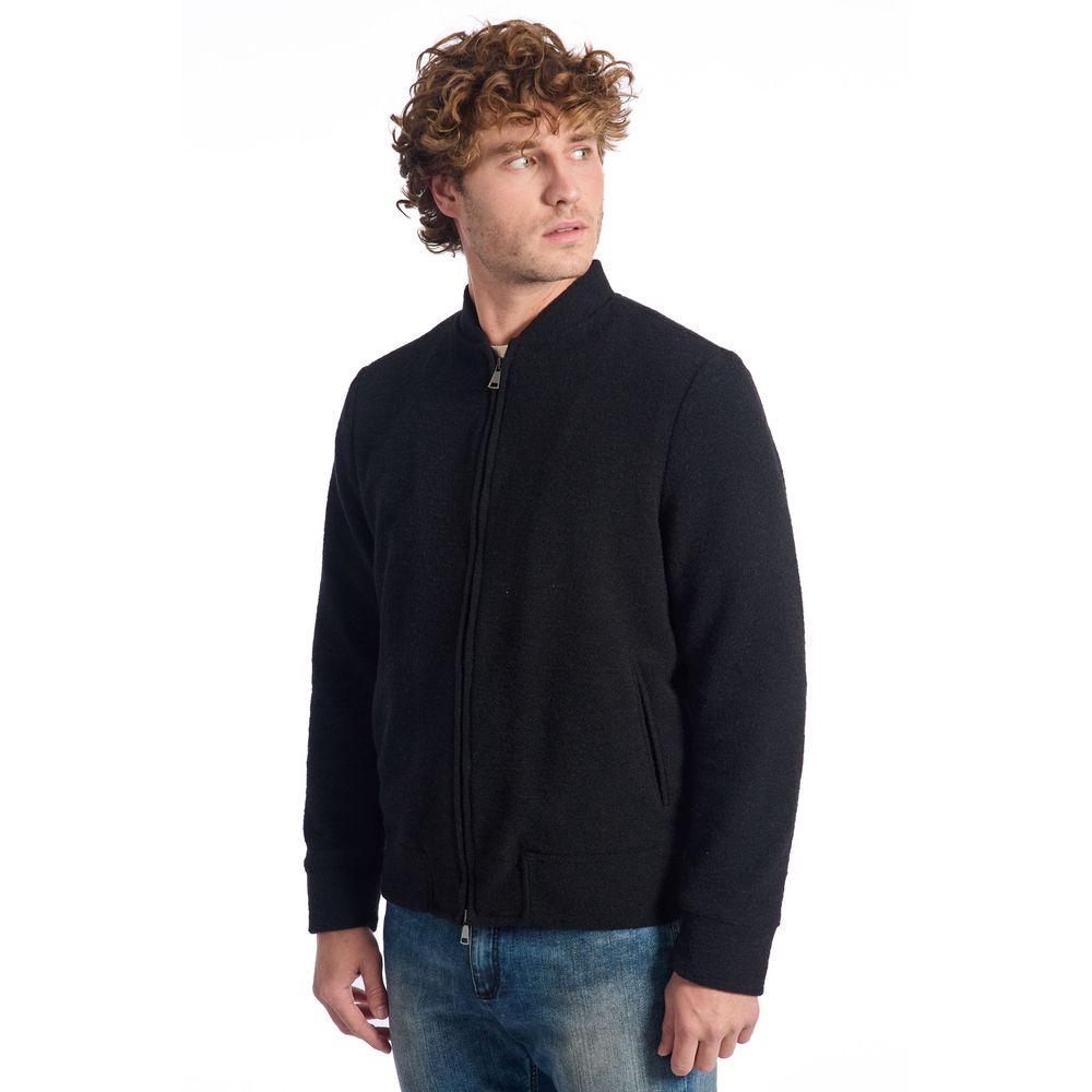 Roberto Pepe Black Wool Jacket for Timeless Elegance