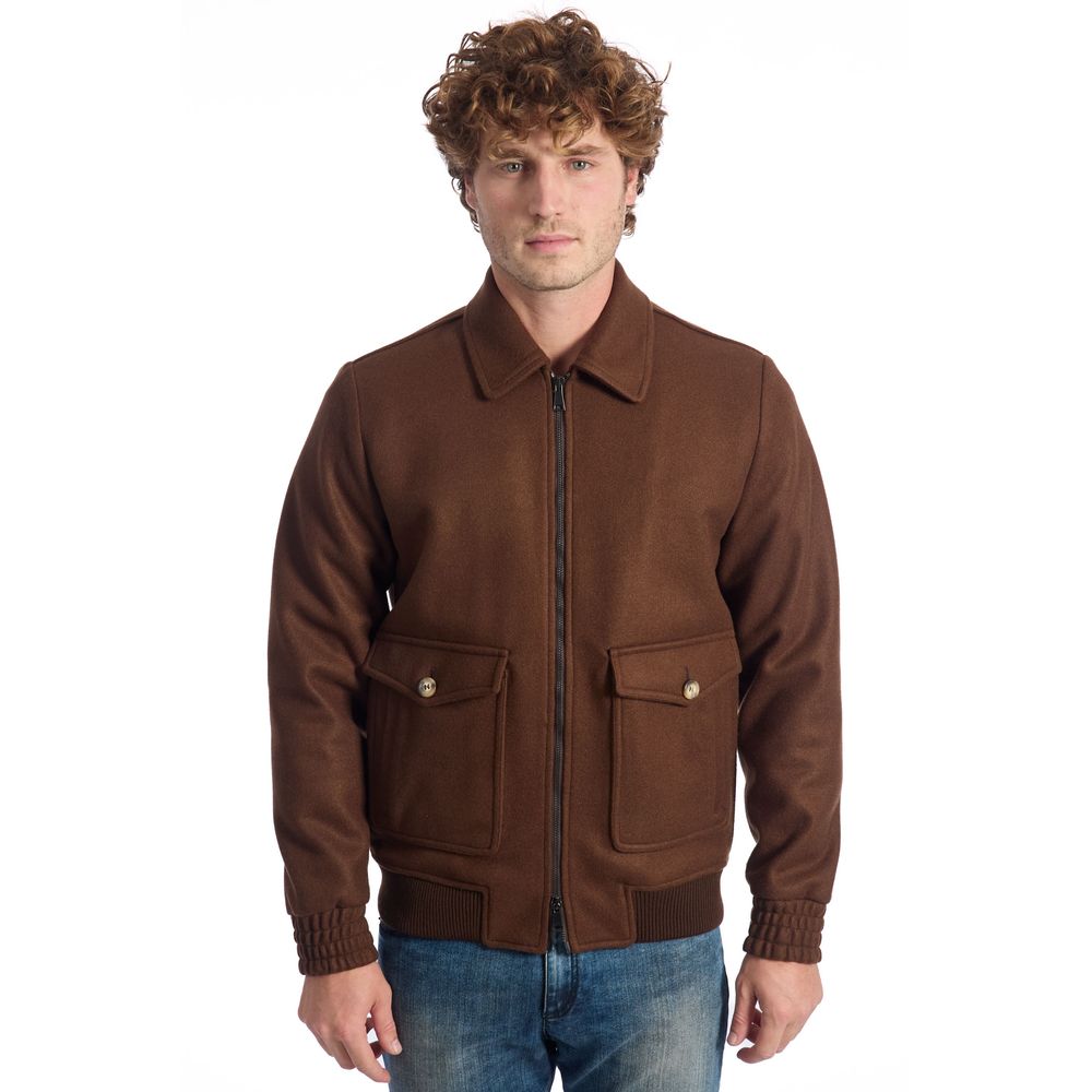 Roberto Pepe Luxury Brown Wool Jacket for Timeless Elegance