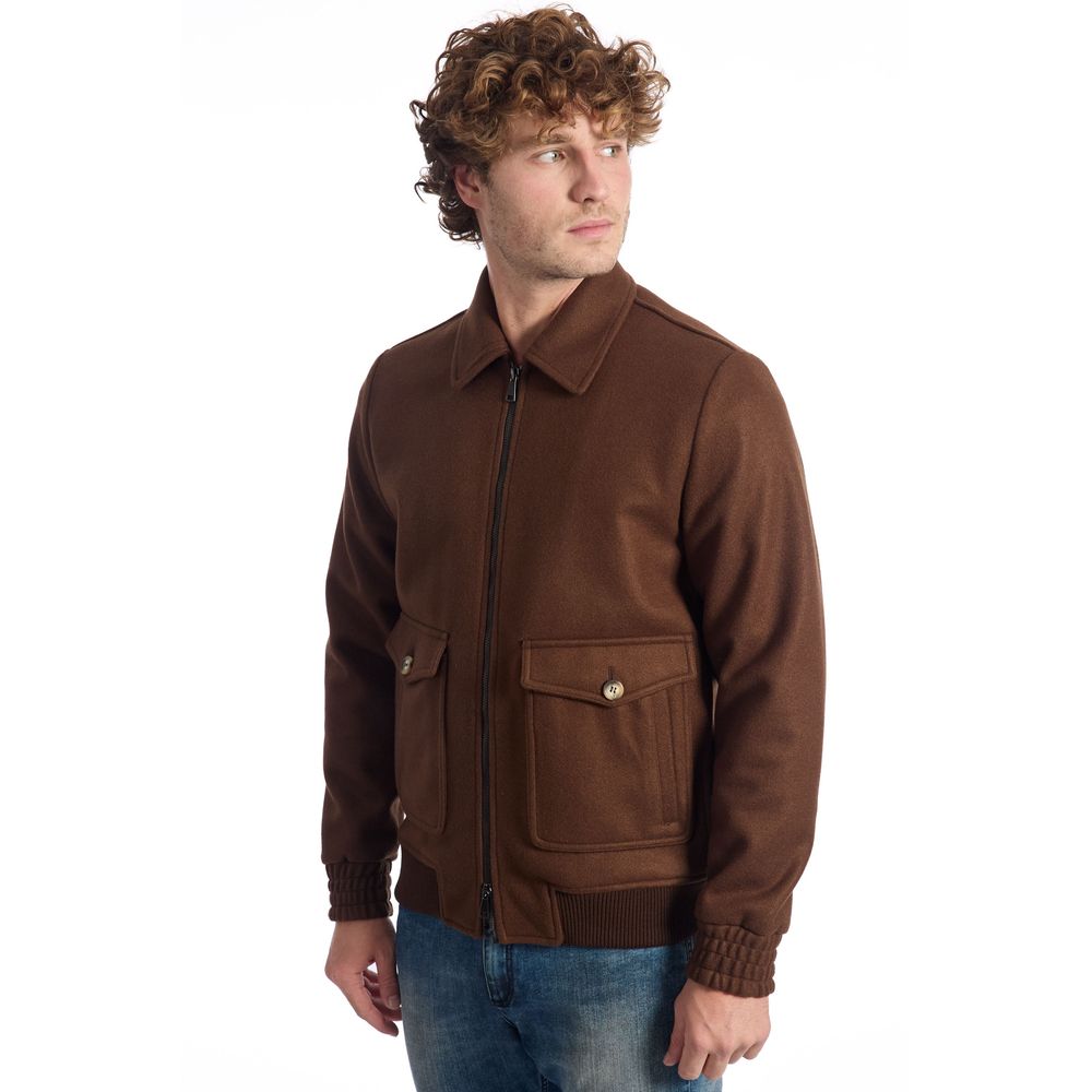 Roberto Pepe Luxury Brown Wool Jacket for Timeless Elegance