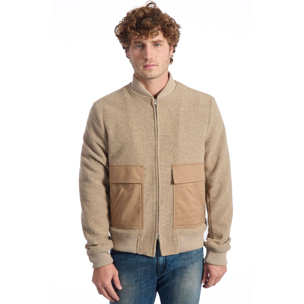 Roberto Pepe Beige Wool Jacket for Refined Elegance