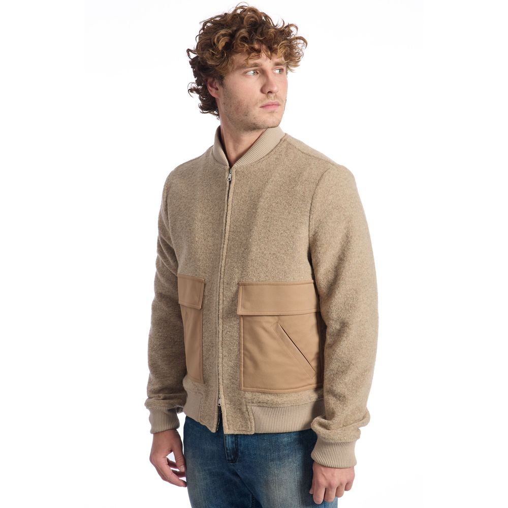 Roberto Pepe Beige Wool Jacket for Refined Elegance