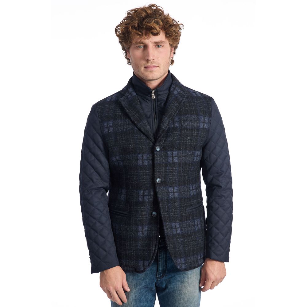 Roberto Pepe Luxury Blue Wool Jacket for Elevated Style