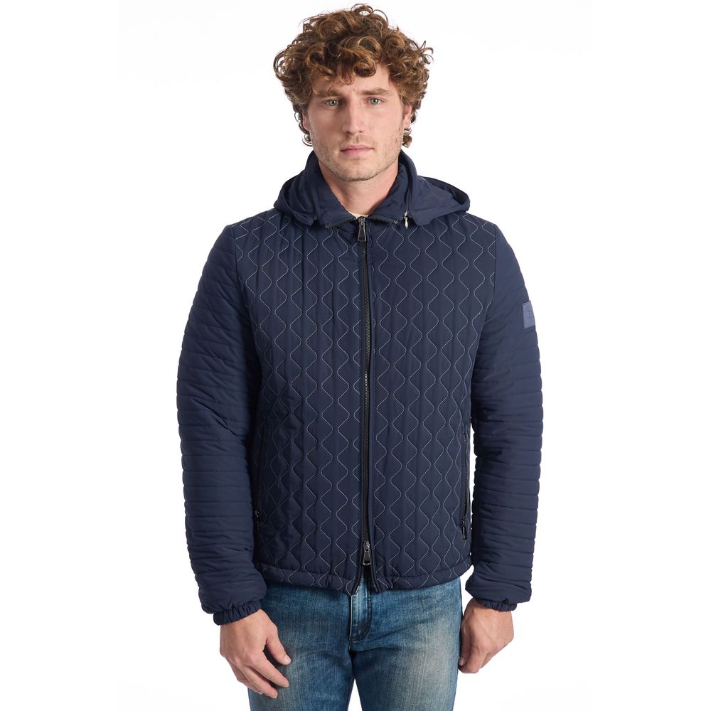 Roberto Pepe Blue Quilted Fabric Jacket for Elevated Style