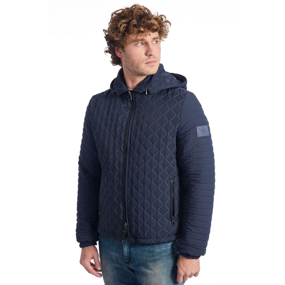 Roberto Pepe Blue Quilted Fabric Jacket for Elevated Style