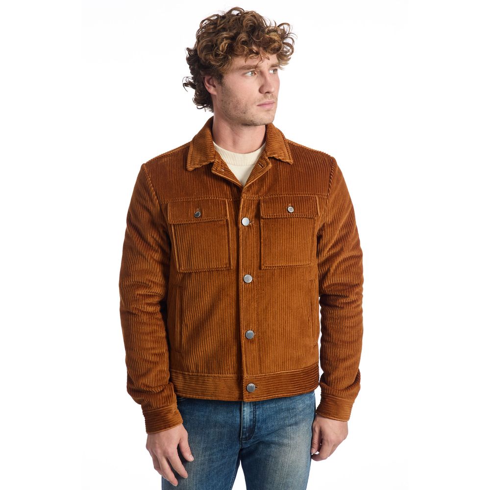 Roberto Pepe Brown Cotton Jacket for Discerning Taste